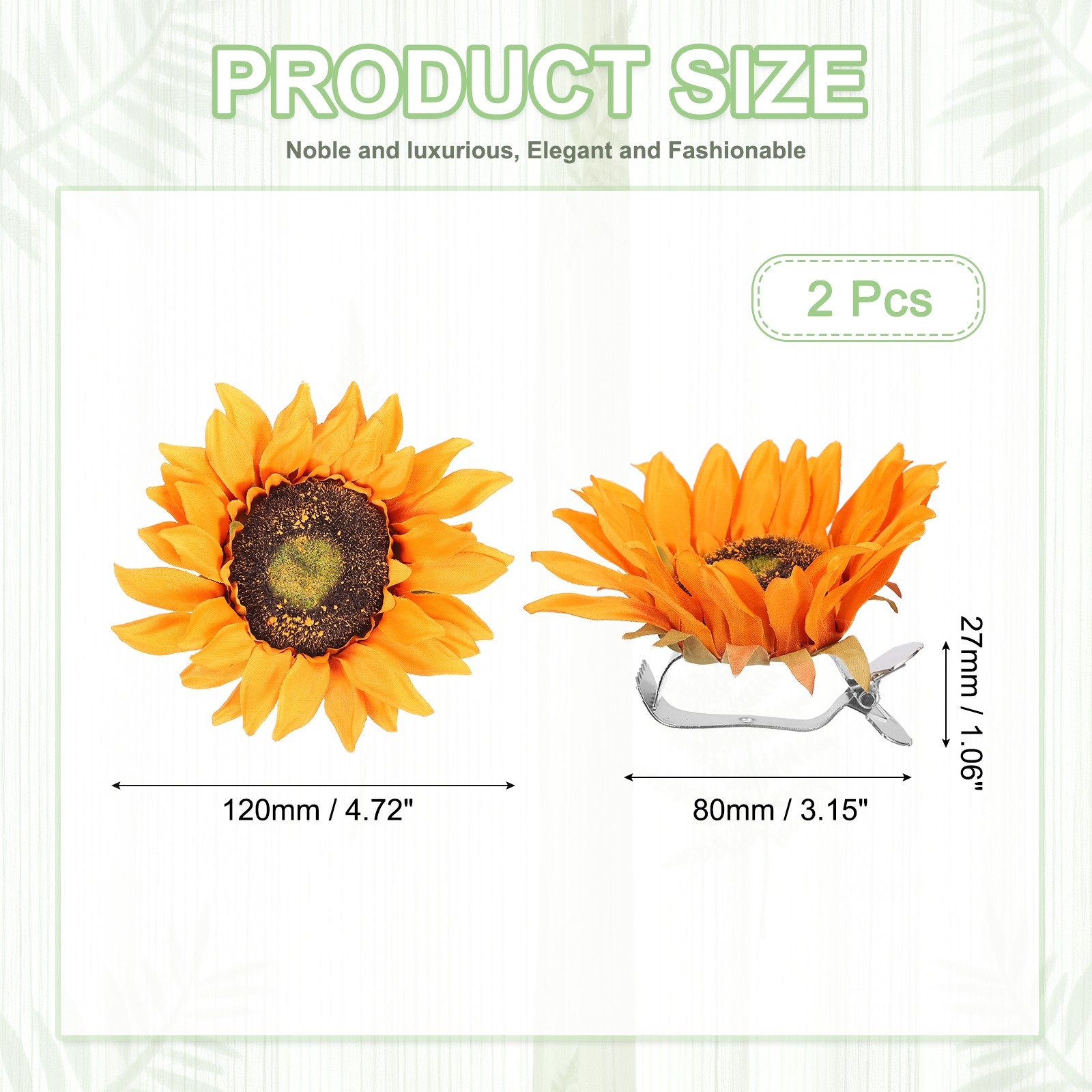 2 Pack Artificial Sunflower Flower Curtain Tiebacks Clips, Orange