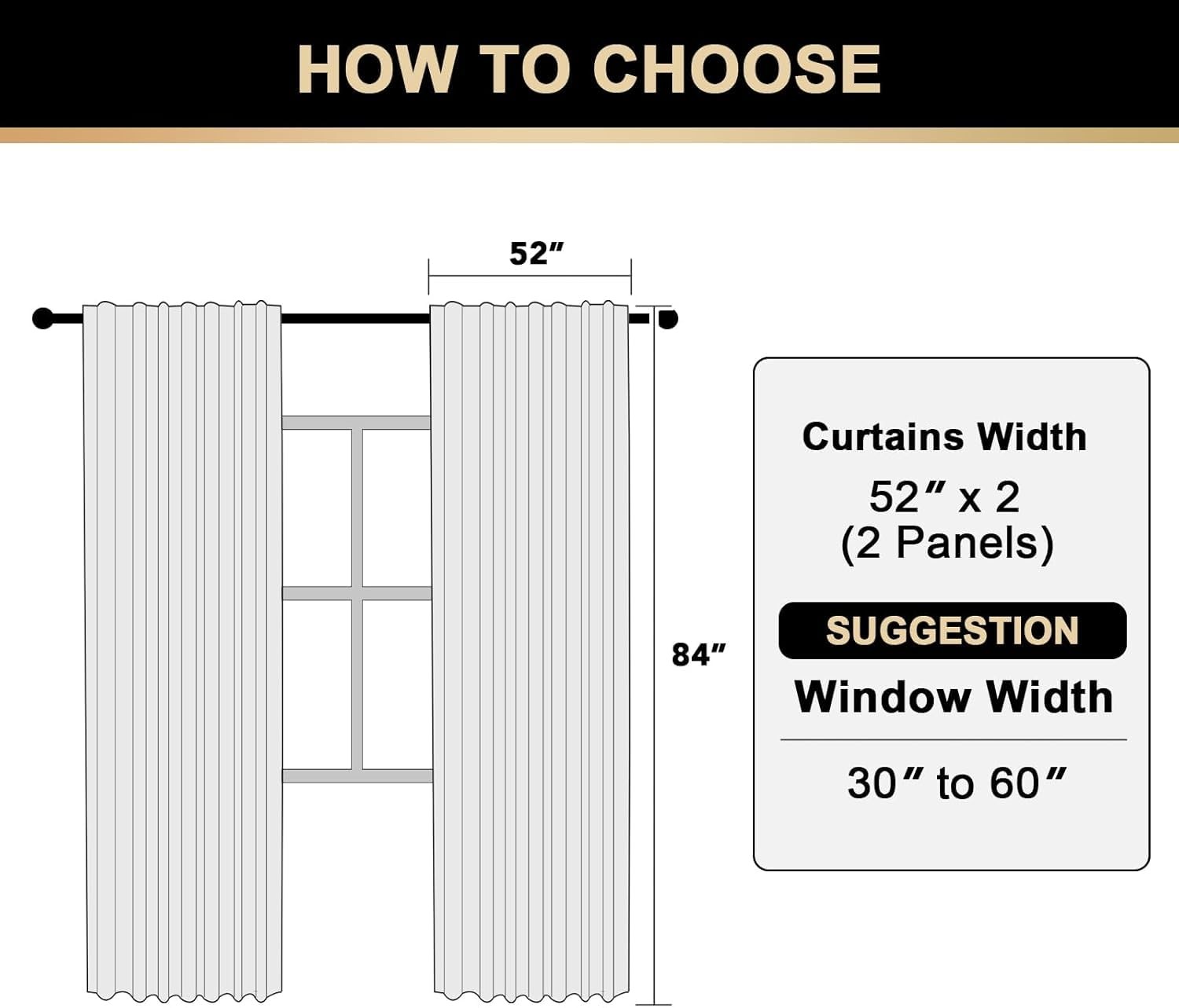 100% Blackout Linen Curtains for Bedroom 84 inches Length 2 Panels Set,Black …