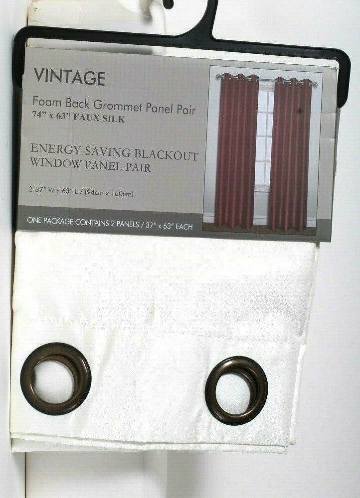 United Vintage Blackout 74″ X 63″ Beige Foam Back Polyester Grommet Panel Pair