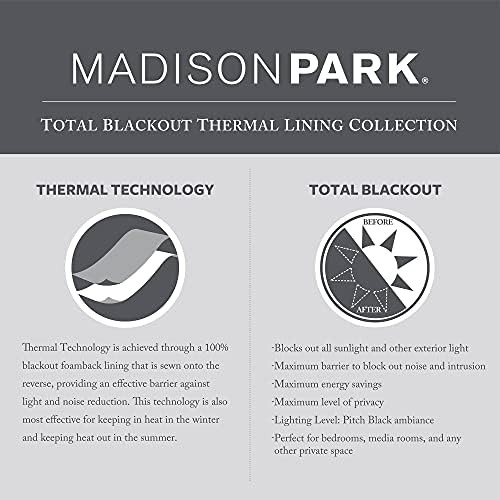 Madison Park Emilia Total Blackout Curtain 95″L x 50″W Pewter Twist Tab Top