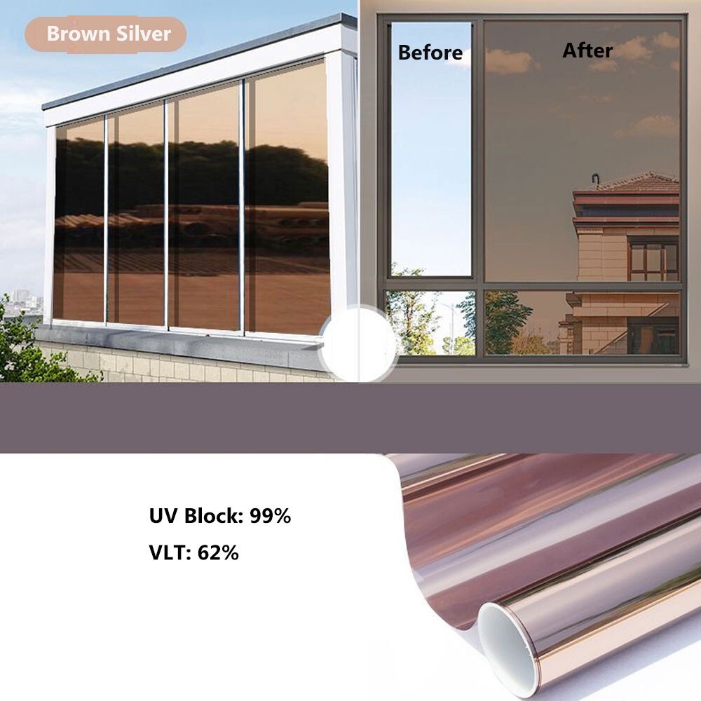 5m One Way Self Adhesive Privacy Window Film Mirror Tint UV Reflective Sun Block