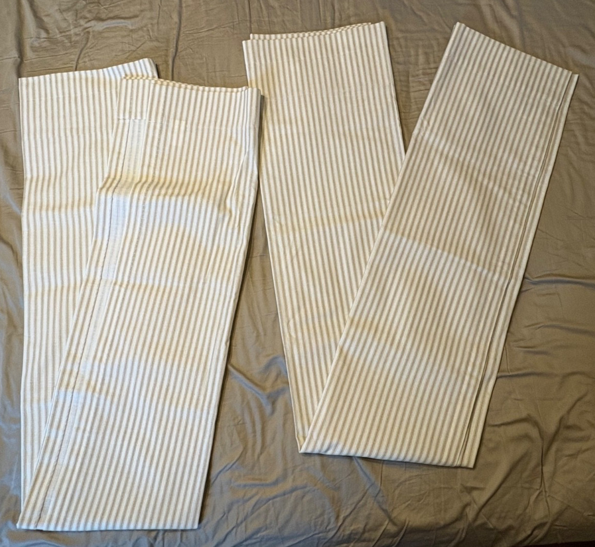 Country Curtains Ticking Stripe Natural, rod pocket, 1 long pair 2 short pairs