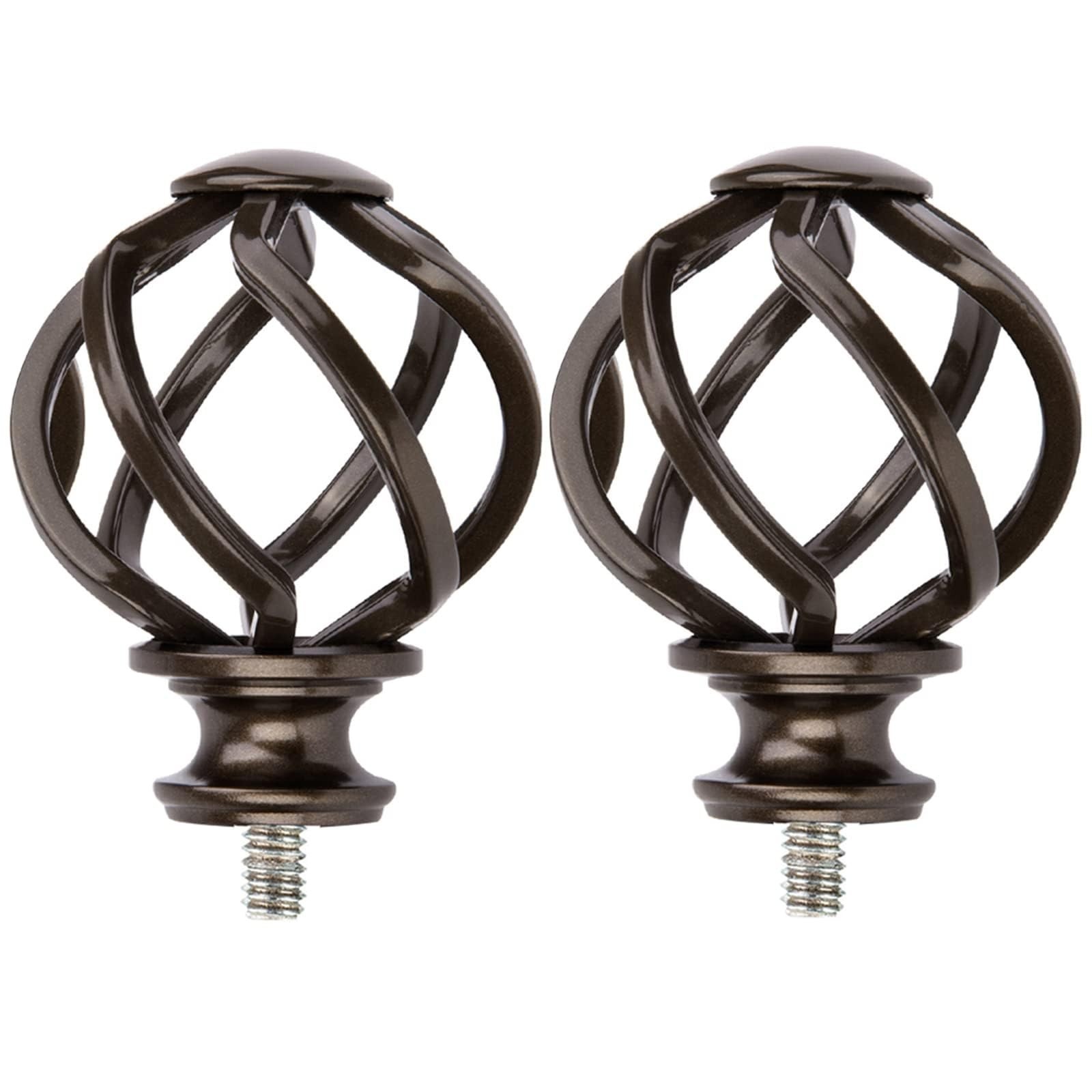 KAMANINA Replacement Finials for 1 or 7/8 Inch Curtain rods, Twisted Cage, 2pcs