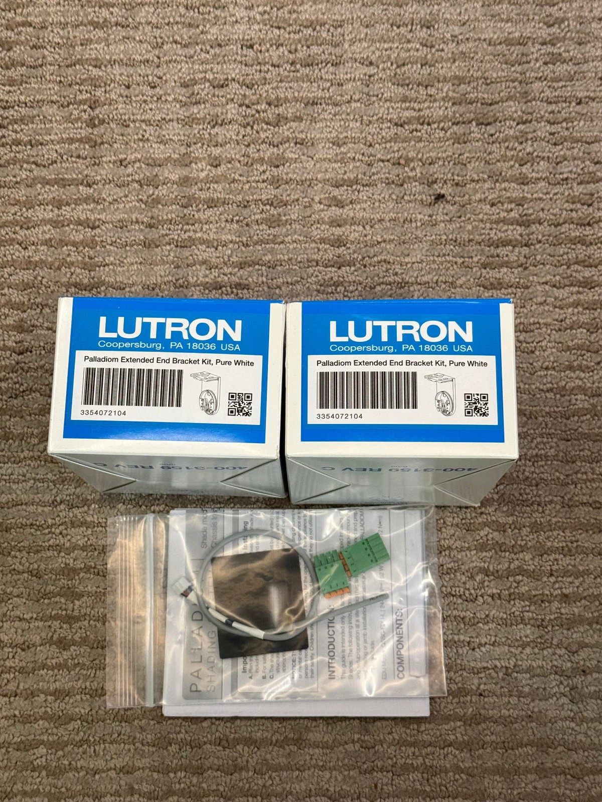 Lutron Palladiom Wired Extended Bracket Set Motor & Idler Side – PURE WHITE NEW!