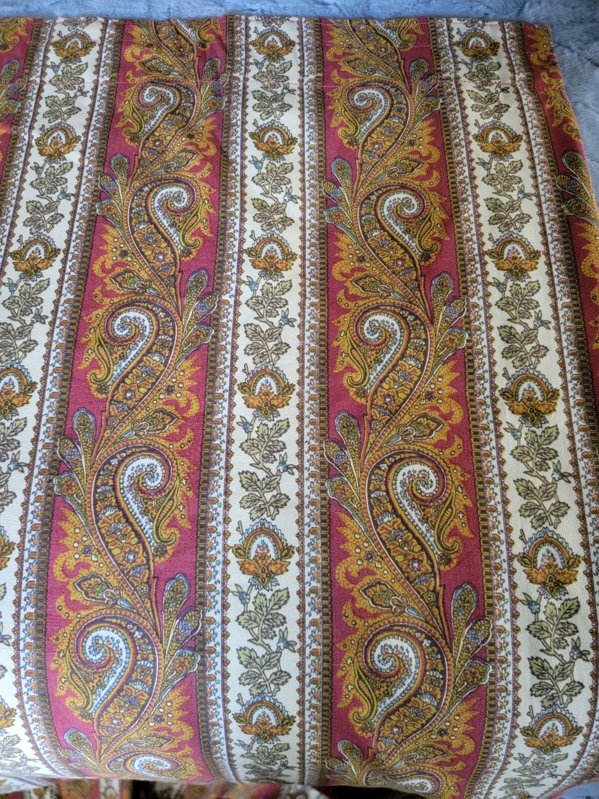 Vintage 1970s Custom Lined Paisley Drapery Panel Extra Wide 139″ x 108″