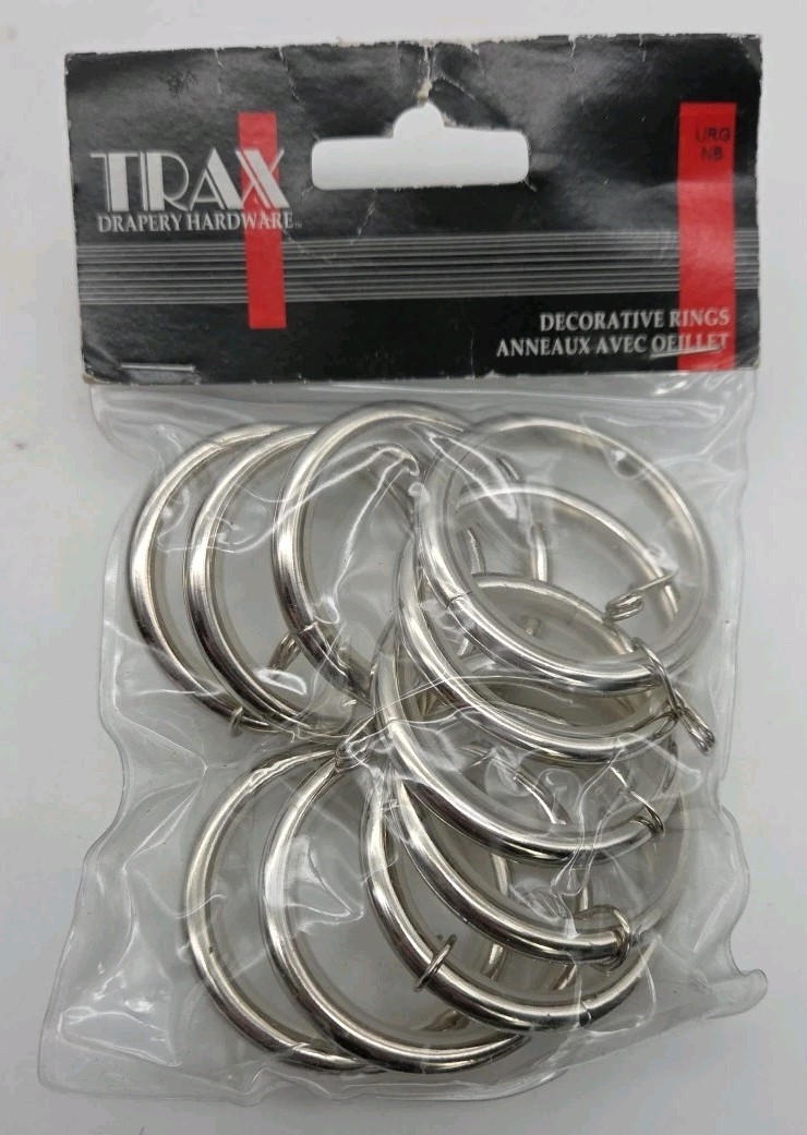 TRAX Drapery Decorative Rings Silver URG NB Inside 1.5″ Outside 1.97″ 10 Pack