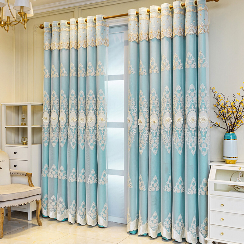 1 Panel Blackout Curtain Double Layer Window Tulle Drape Valance 3D Flower Home