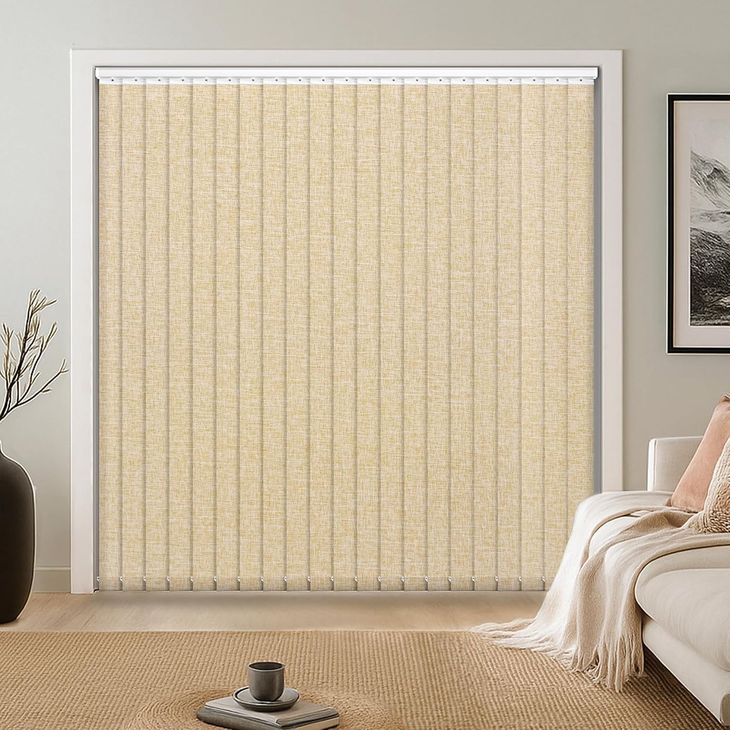 Light Filtering Vertical Blinds Replacement Slats – Polyester Fabric Sliding