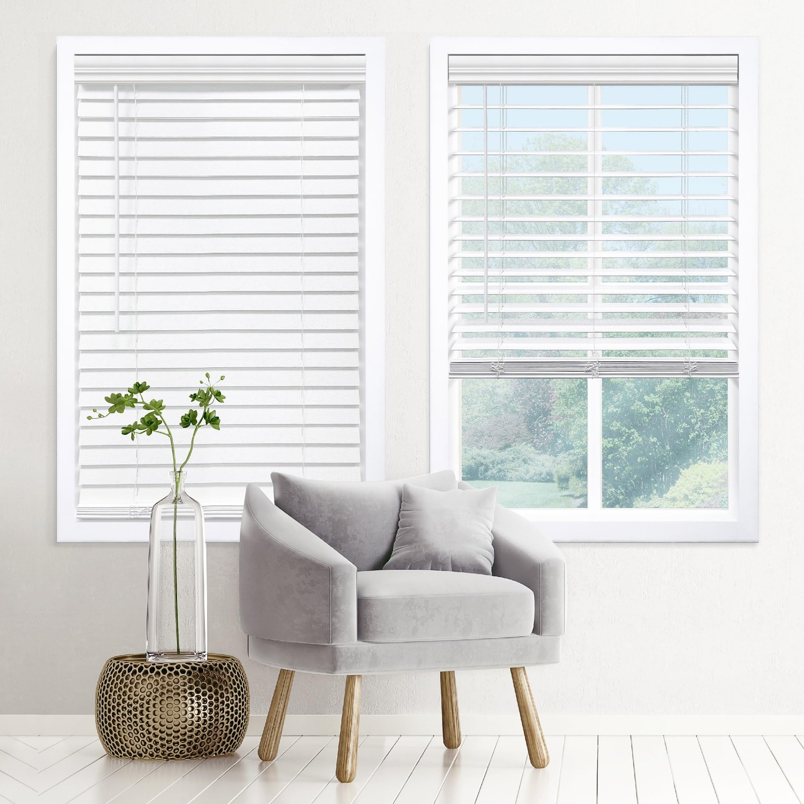 Dez Furnishings Cordless 2 Signature Faux Wood Blind 20.5 W X 84 H Embossed