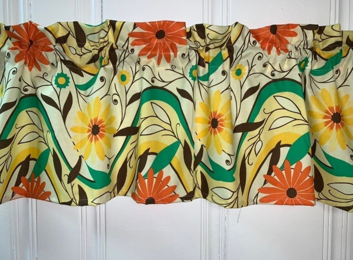 Custom Floral Valance Curtain Flowers Tropical Handmade Home Decor Made in USA