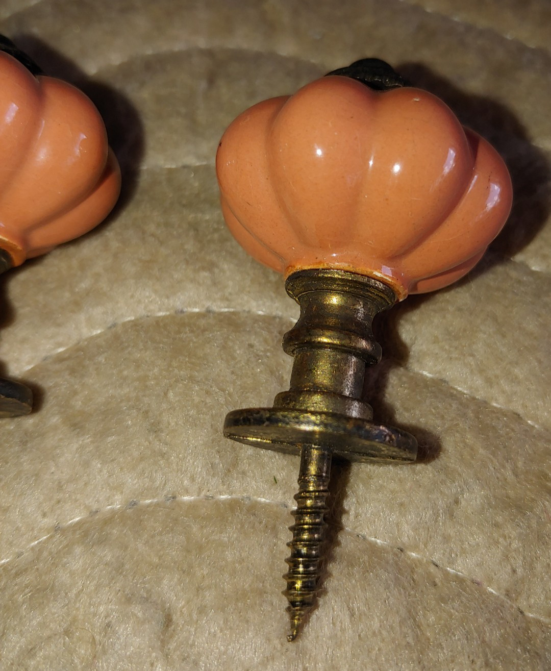 Pair Drape Curtain Tie Backs Light Orange/Peach Ceramic Salvage