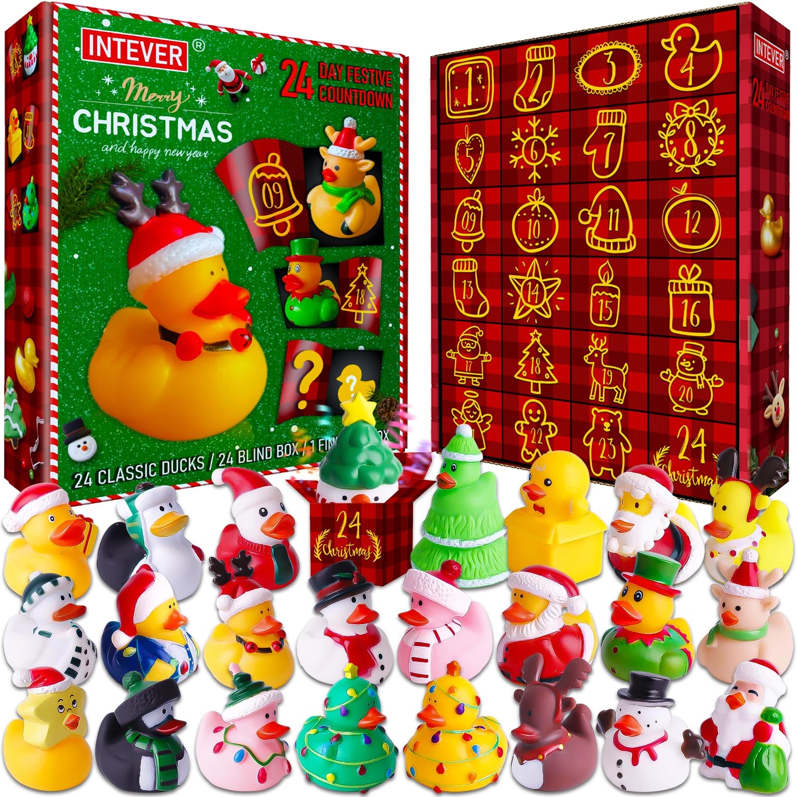 Intever 2026 Advent Calendar Christmas Ducks – 24 Days of Surprise Rubber Duc…