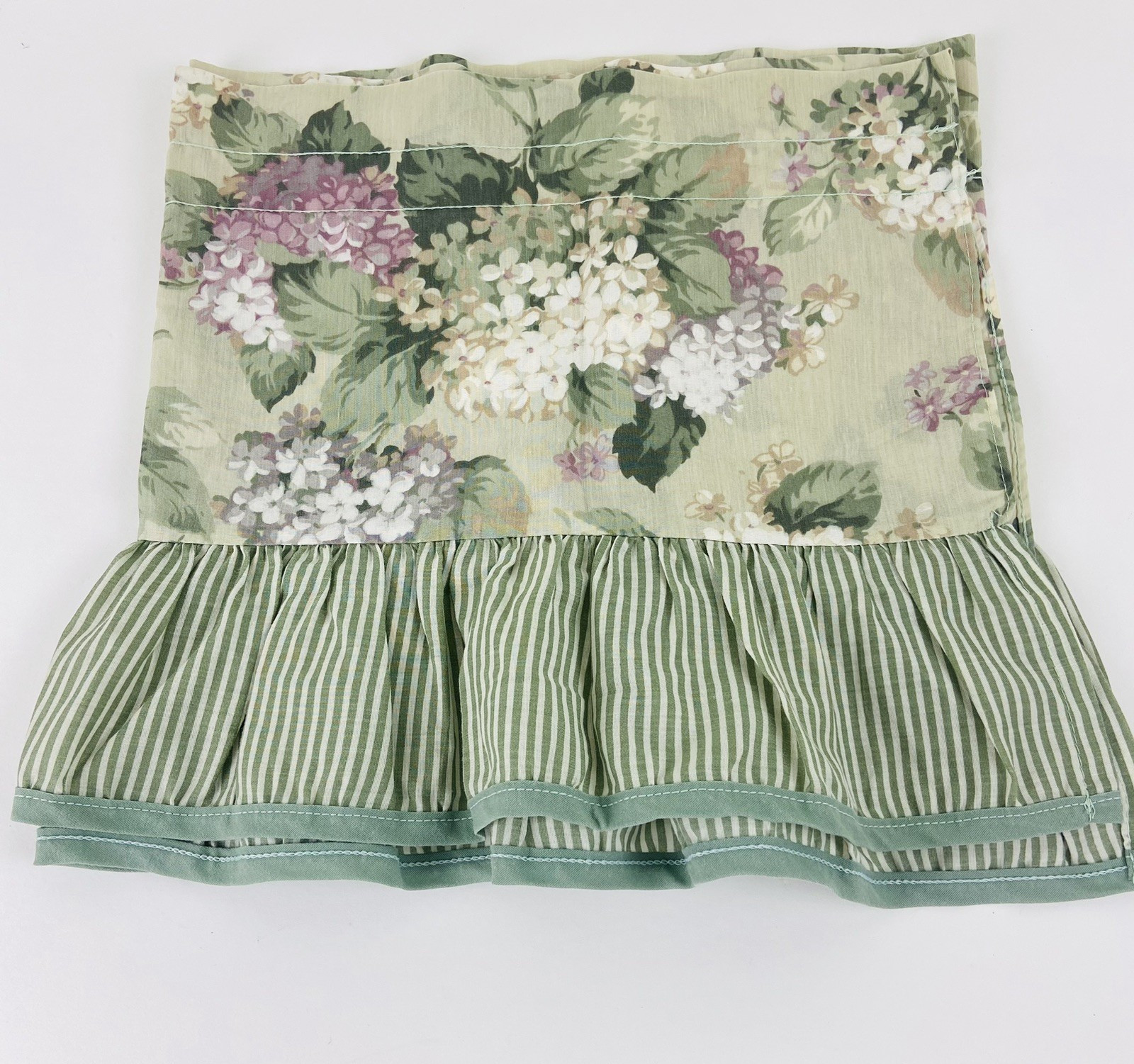 Martha Stewart Valance Hydrangea Vtg 2000 Green Stripe Cottagecore Y2K 14×60