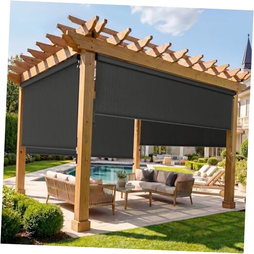 Outdoor Roller Shade, 420GSM New Material Patio Shade with 72″W x 72″H Black