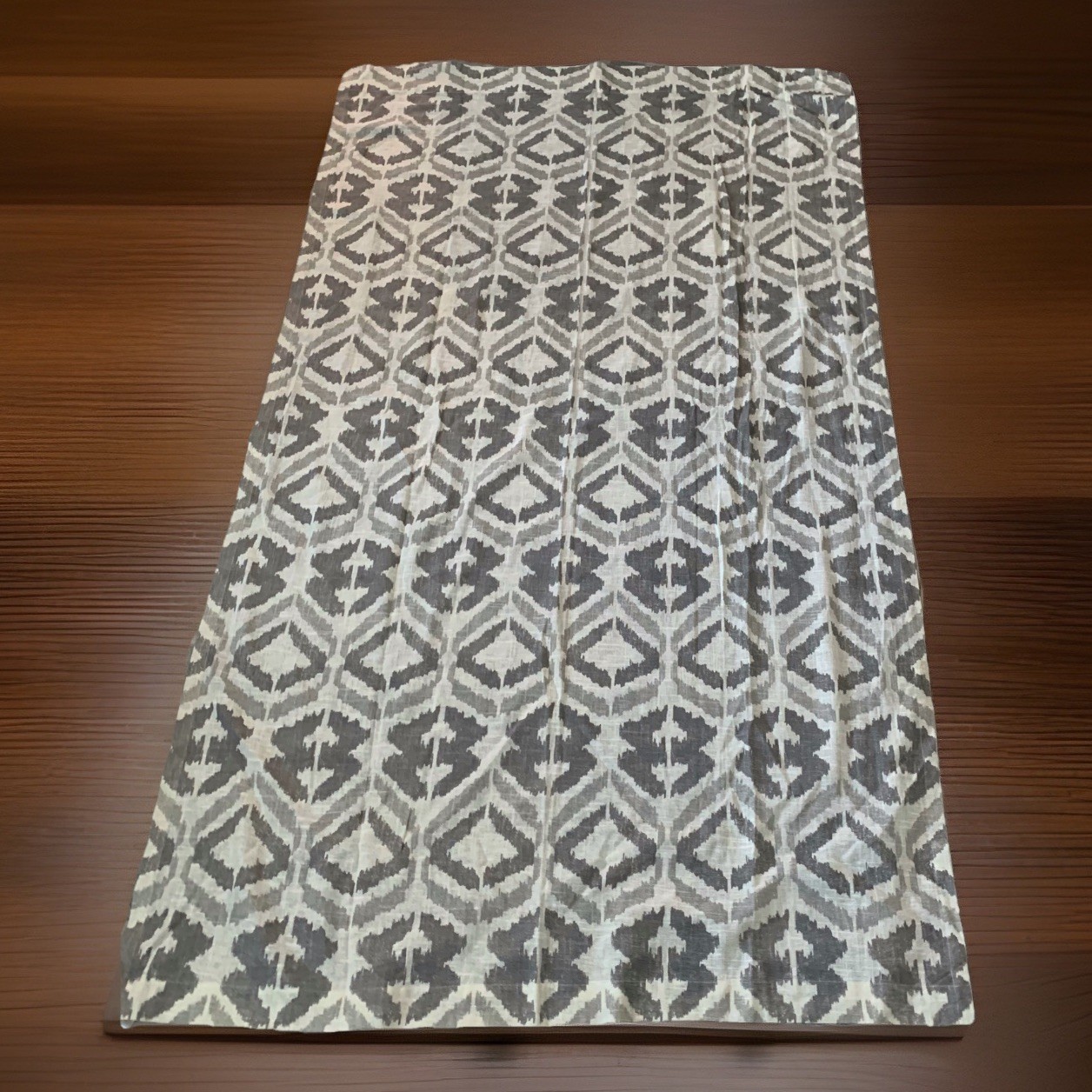 West Elm Linen Blend Curtain Panel 48” X 84” Gray Aztec