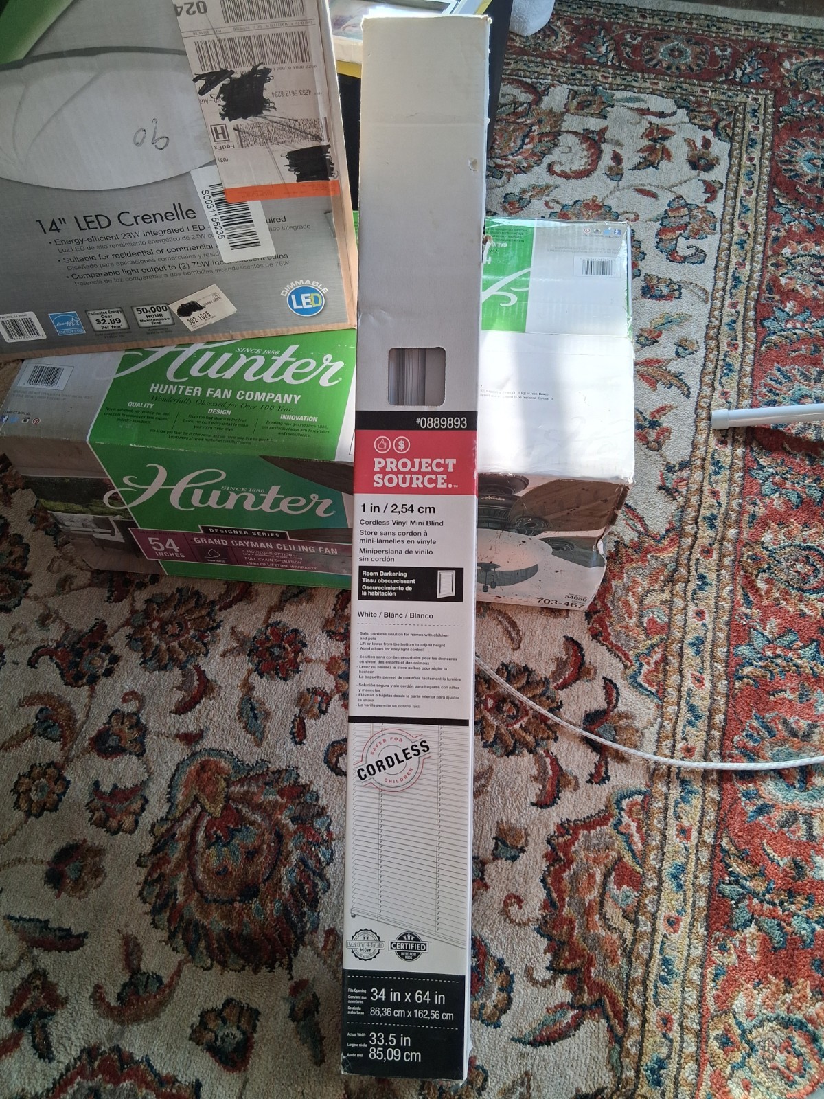Cordless Vinyl Mini Blinds 1″ White, Horizontal, 34″W x 64″L Project Source