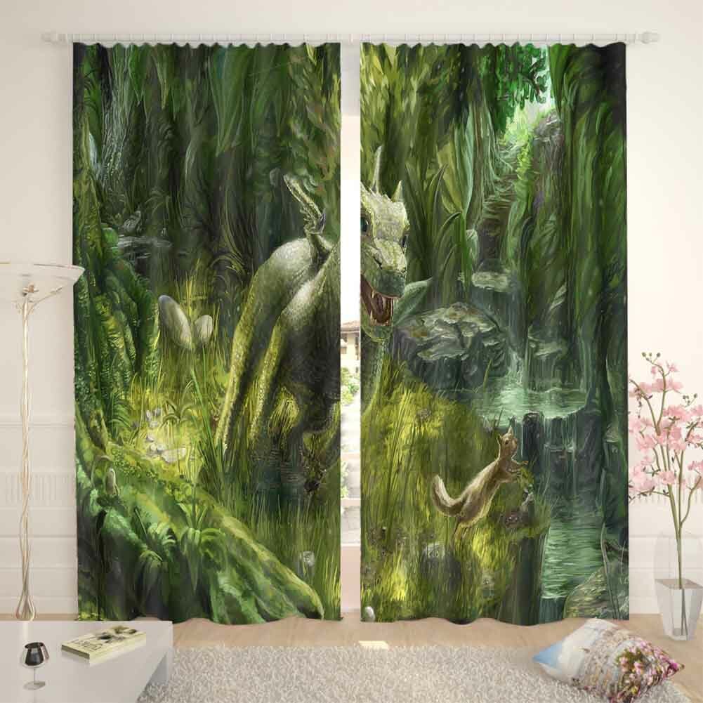 Image Learning Grass 3D Curtain Blockout Photo Printing Curtains Drape Fabric