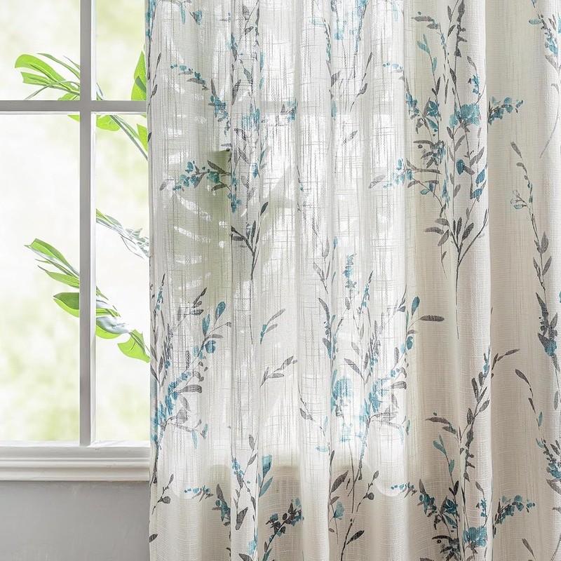 Light Filtering Semi Sheer Curtains Soft Cotton Blend Privacy Panels Set New