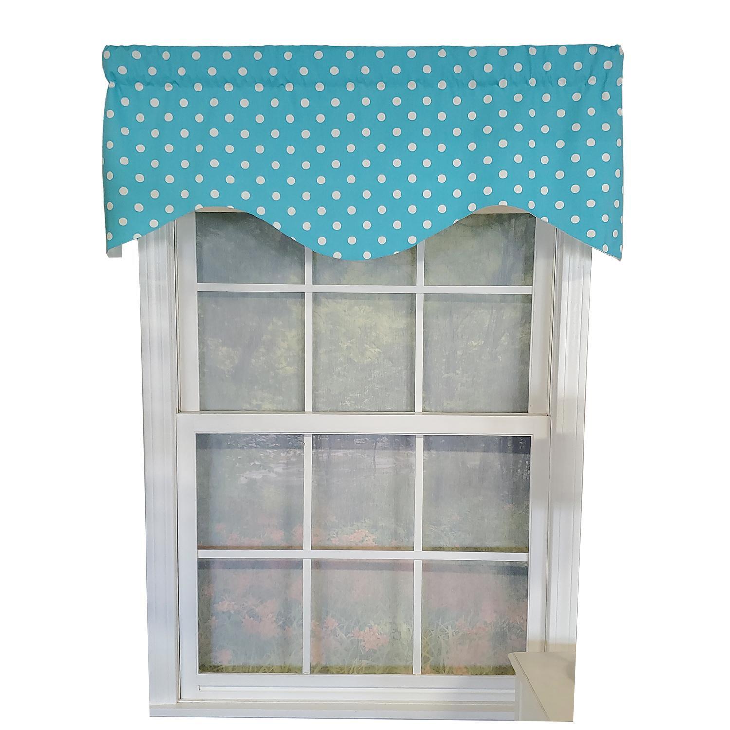 RLF Home Polka Dot Cornice Valnance for Windows 50″ x 17″ Baby Blue