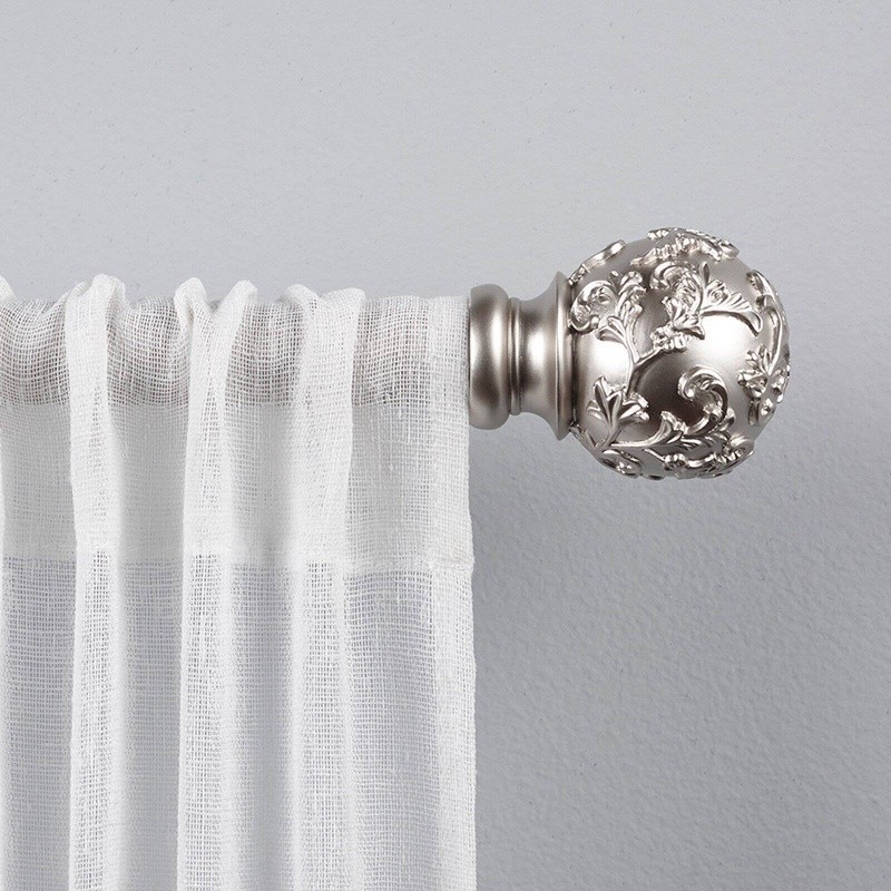 Vine Curtain Rod Set Adjustable Iron Rod W/ Floral Finial Heavy Duty 66-120 Inch