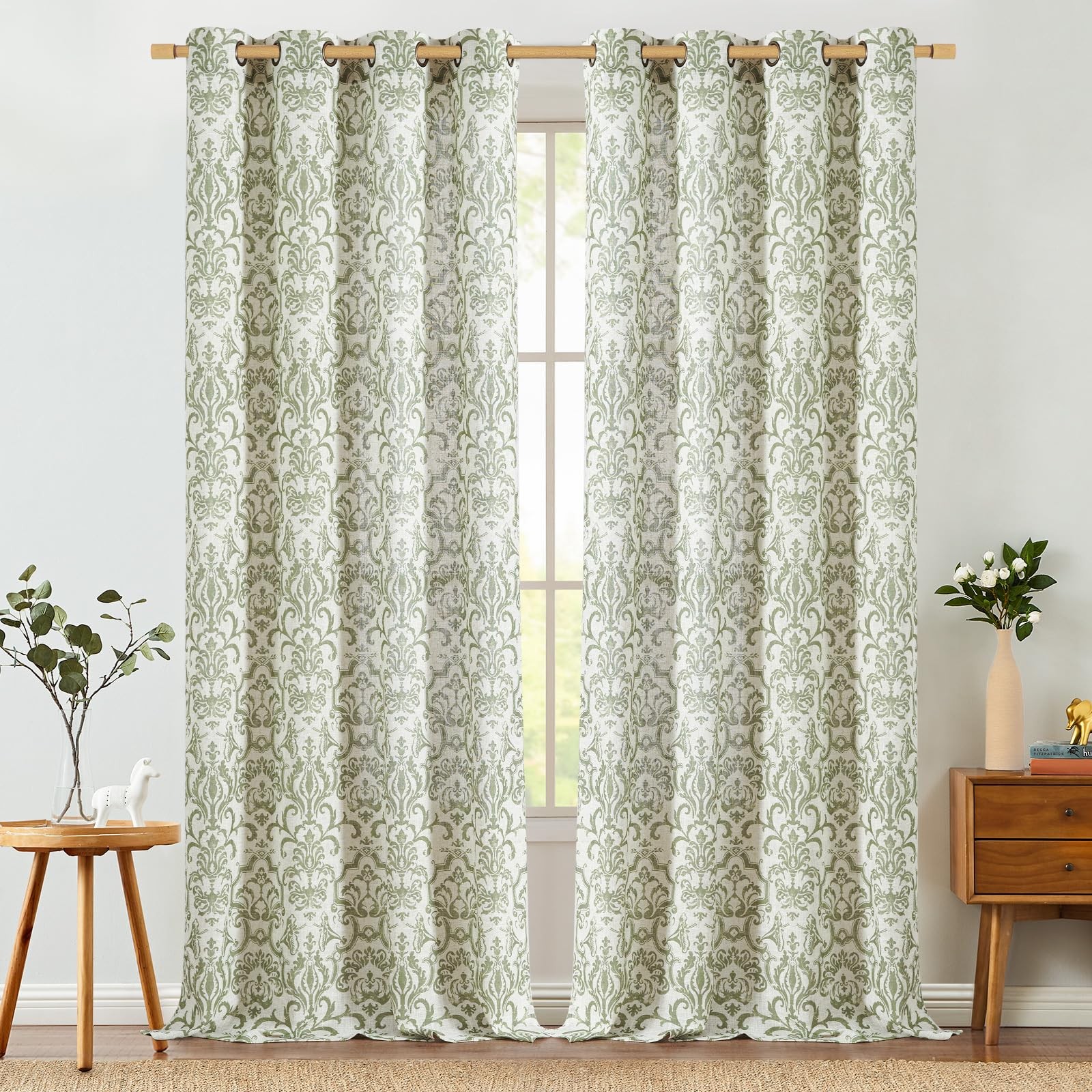 Jinchan Curtains Bedroom Light Filtering Curtains 90 Inch Length 2 Panels Set