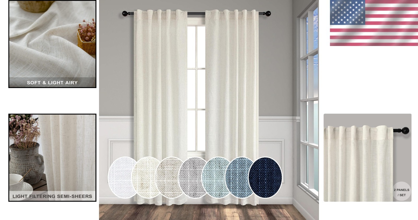 Light Filtering Bedroom Drapes – 36×96 Inches