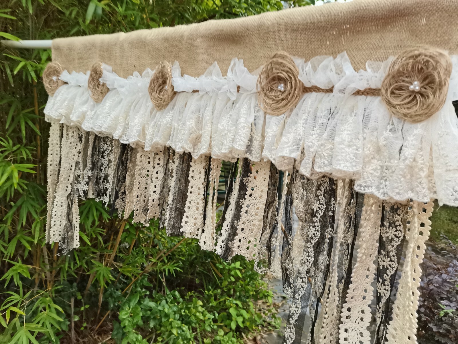 Rustic Vintage Unique Bedroom Valance Burlap Kitchen Valance Curtain Wedding