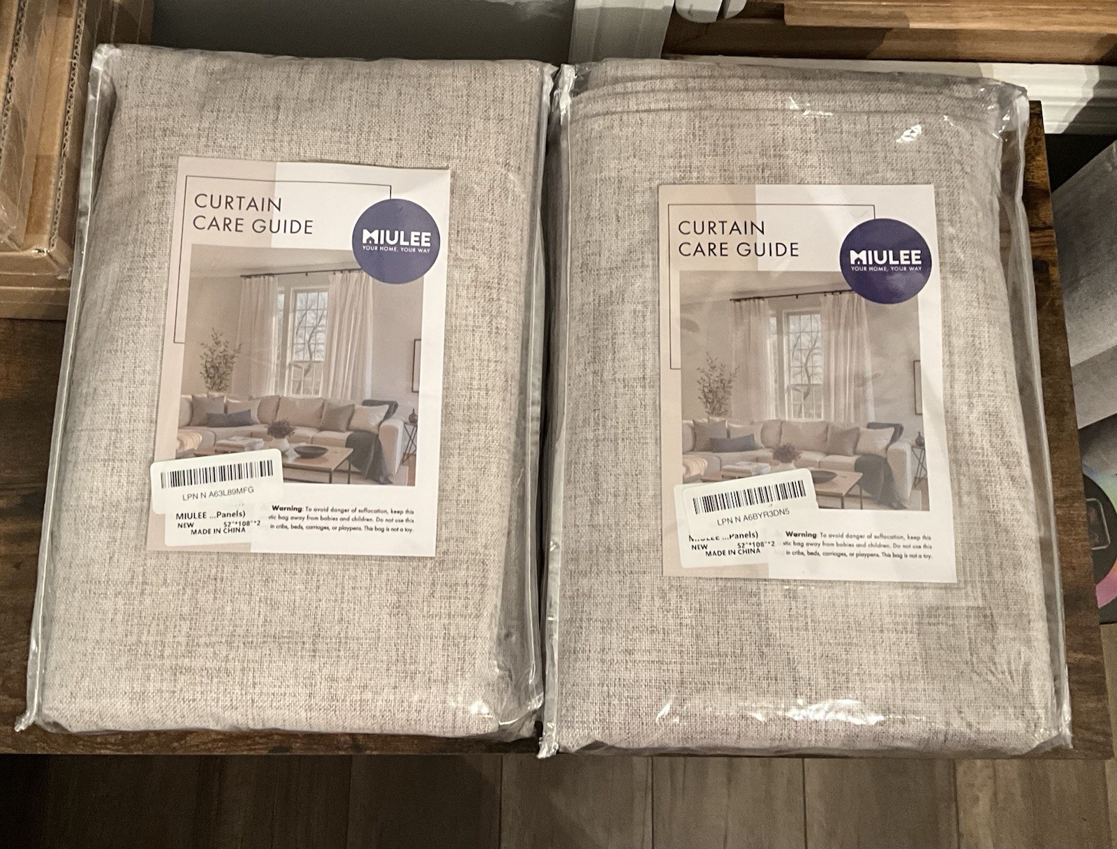 MIULEE 100% Blackout Curtains 52×108 Set of 2 Linen Texture Beige Thermal