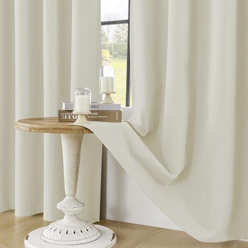 100% Blackout Iovry Solid Curtains 96 Inches 52″W x 96″L (Pack of 2) Ivory