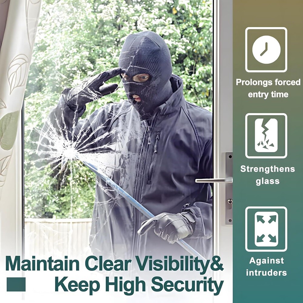 4/8Mil Security Window Film Clear Self-Adhesive Anti Shatter Glass UV Protection