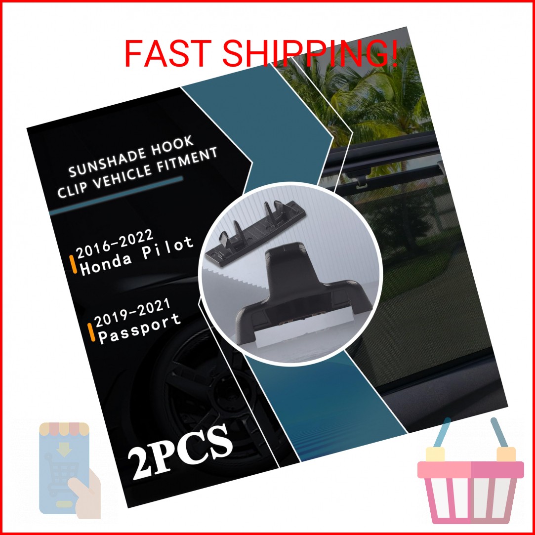 Covnikyer Rear Sun Shade Hook Clip with Cover Kit Black Compatible with Honda Pi
