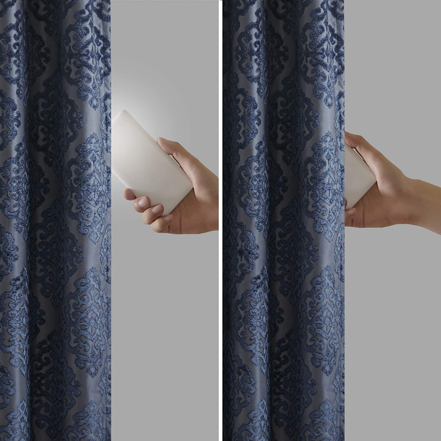 Mirage 100% Total Blackout Single Window Curtain, Knitted Jacquard Damask Room D