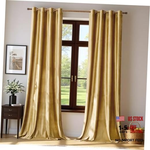 Velvet Curtains 96 inch Length- Living Room 52″W x 96″L (Pack of 2) Gold