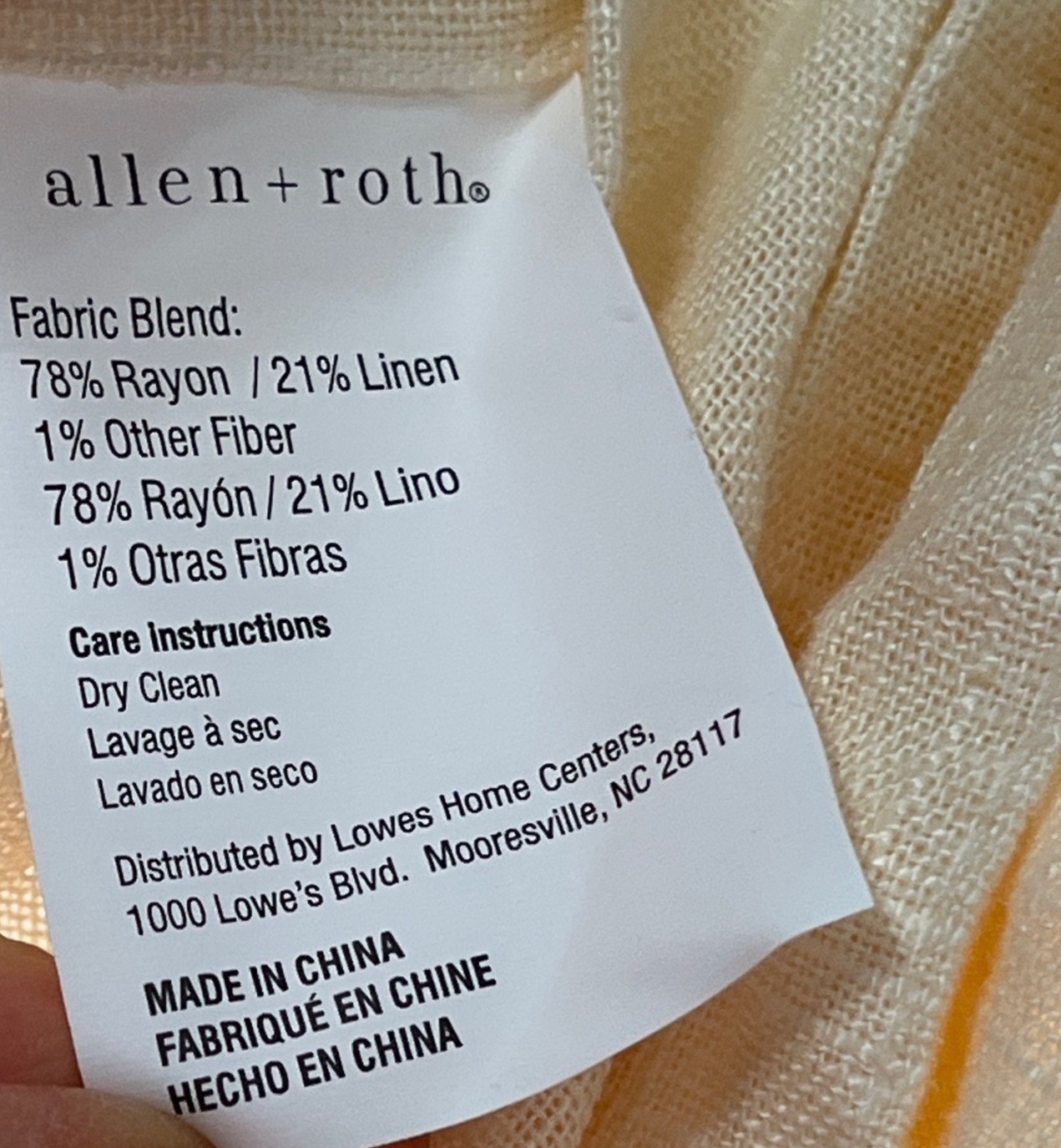 Allen & Roth Ivory Curtains Linen Rayon 2 Panels Casual Tie Option Drapes 86×52″