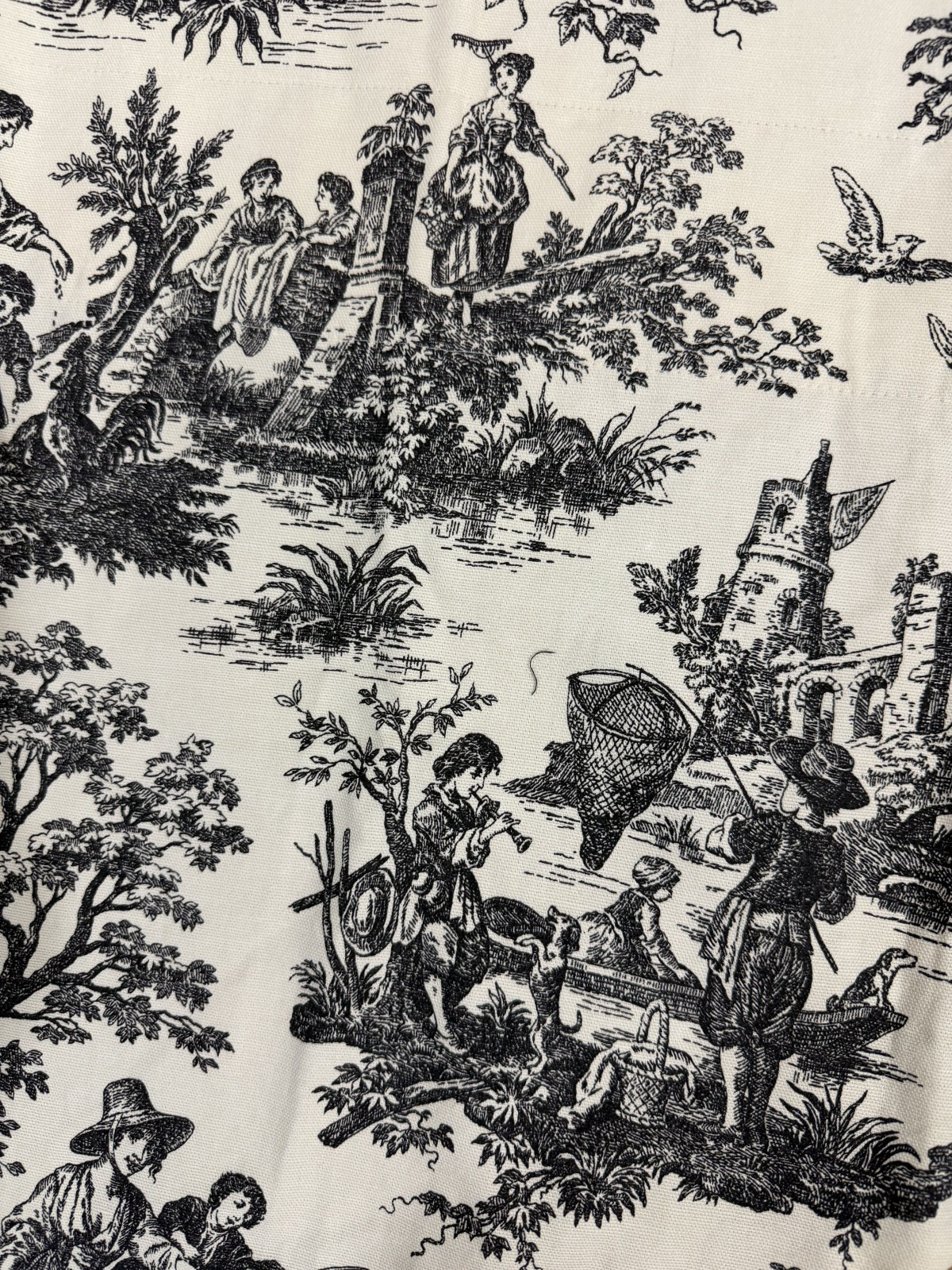 Waverly Country Life Toile Valances Ascot Beige Black Set of 3