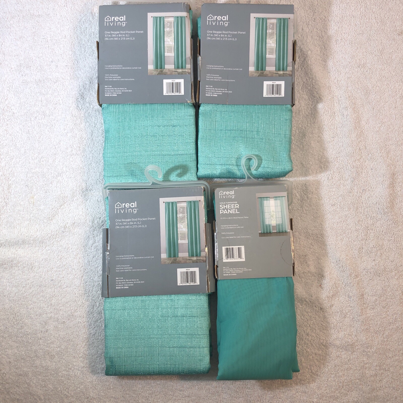 Real Living 4 Pack, 3 x Window Panel Curtain Sets + 1 Sheer Panel Reggie Energy