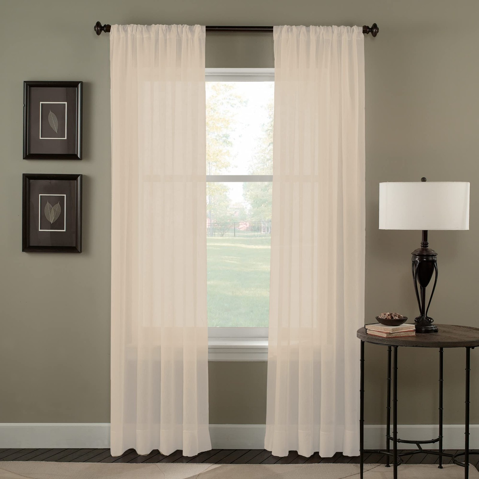 Trinity Crinkle Voile Sheer Curtain Panel, 51 by 63″, Oyster