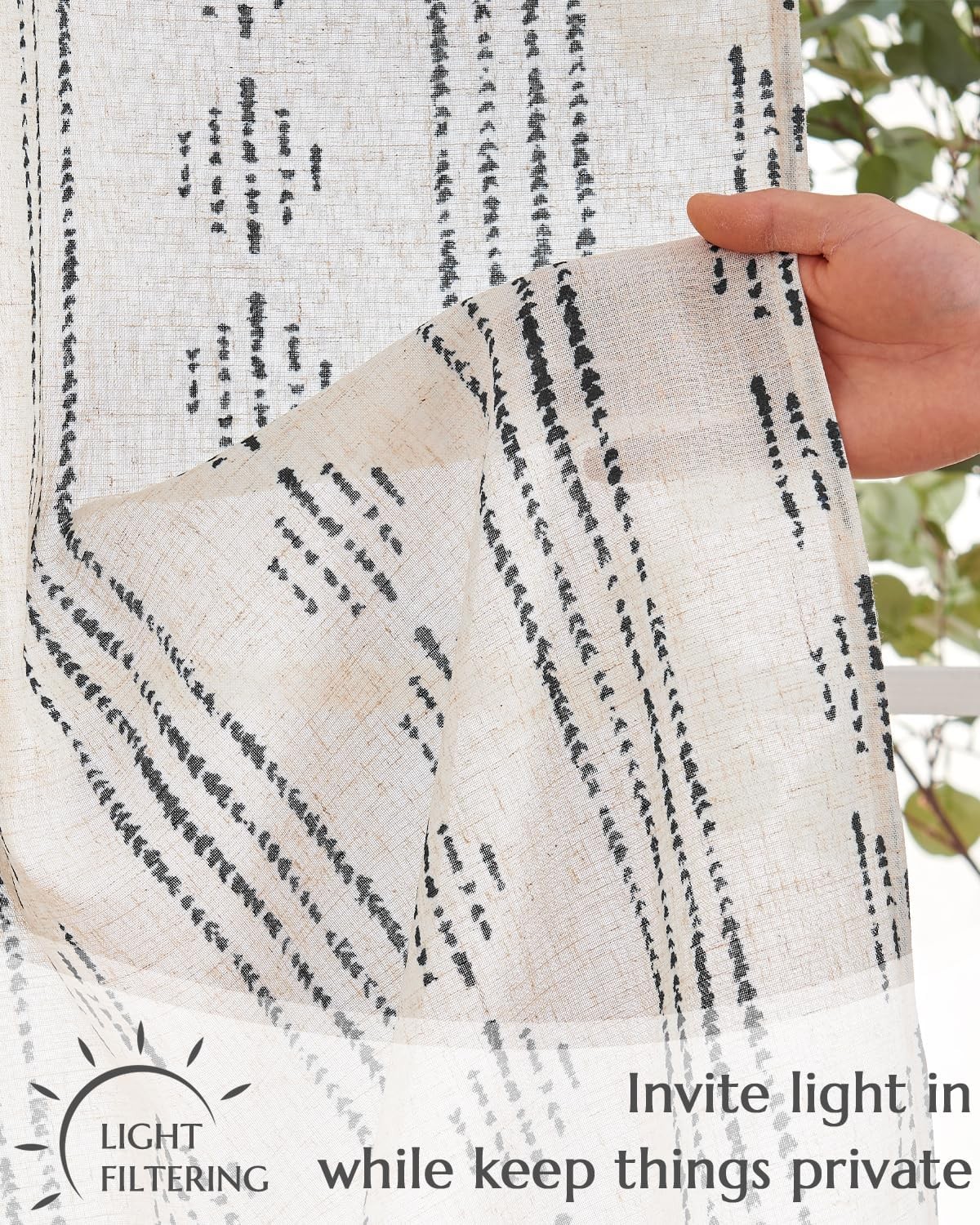 Boho Kitchen Curtains Linen Cafe Tier Curtains 36 Inch Bohemian Geometric
