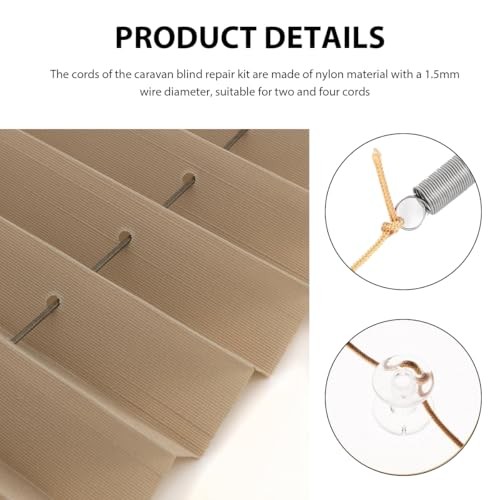 RV Blinds Repair Kit, Pleated Shade Restringing Cord Threading Tool for Brown