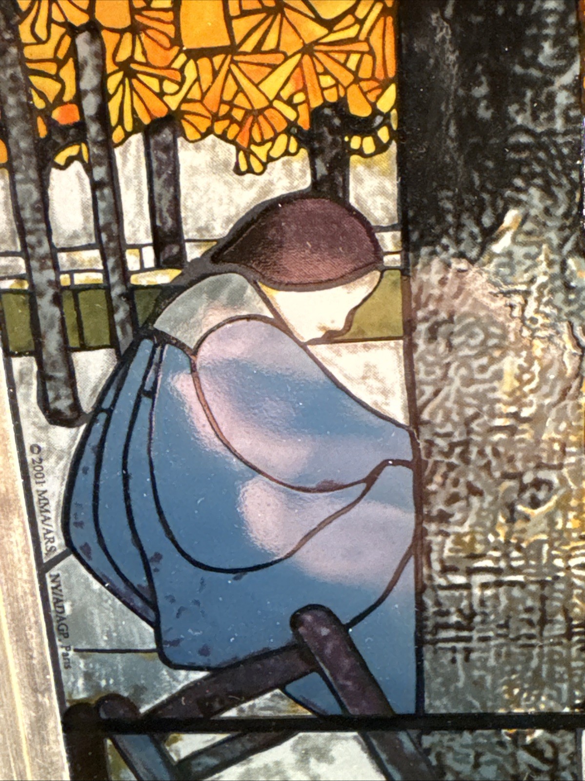 VINTAGE Stained Glass Window KER XAVIER Louis Comfort Tiffany 2001 MMA/ARS Copy