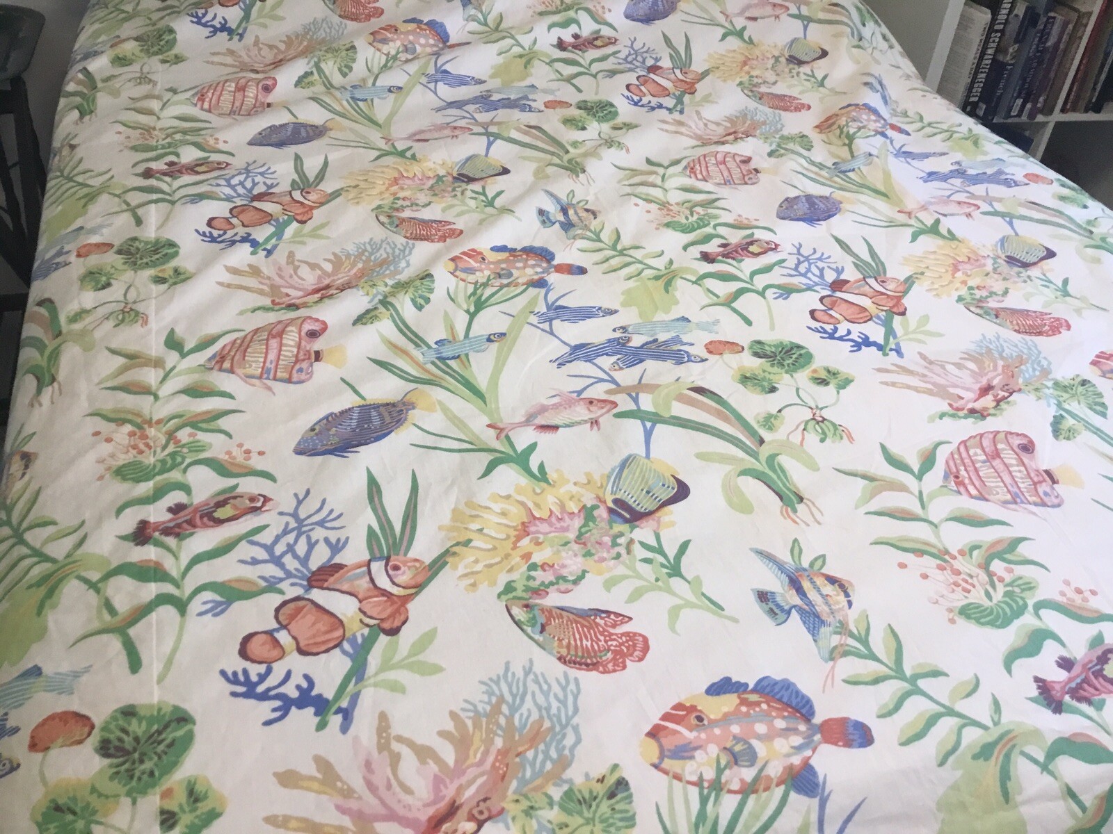 Curtain, Shower, Bedspread, Throw, Lined, 105 In Wide 80 In Long Sea Life Beige