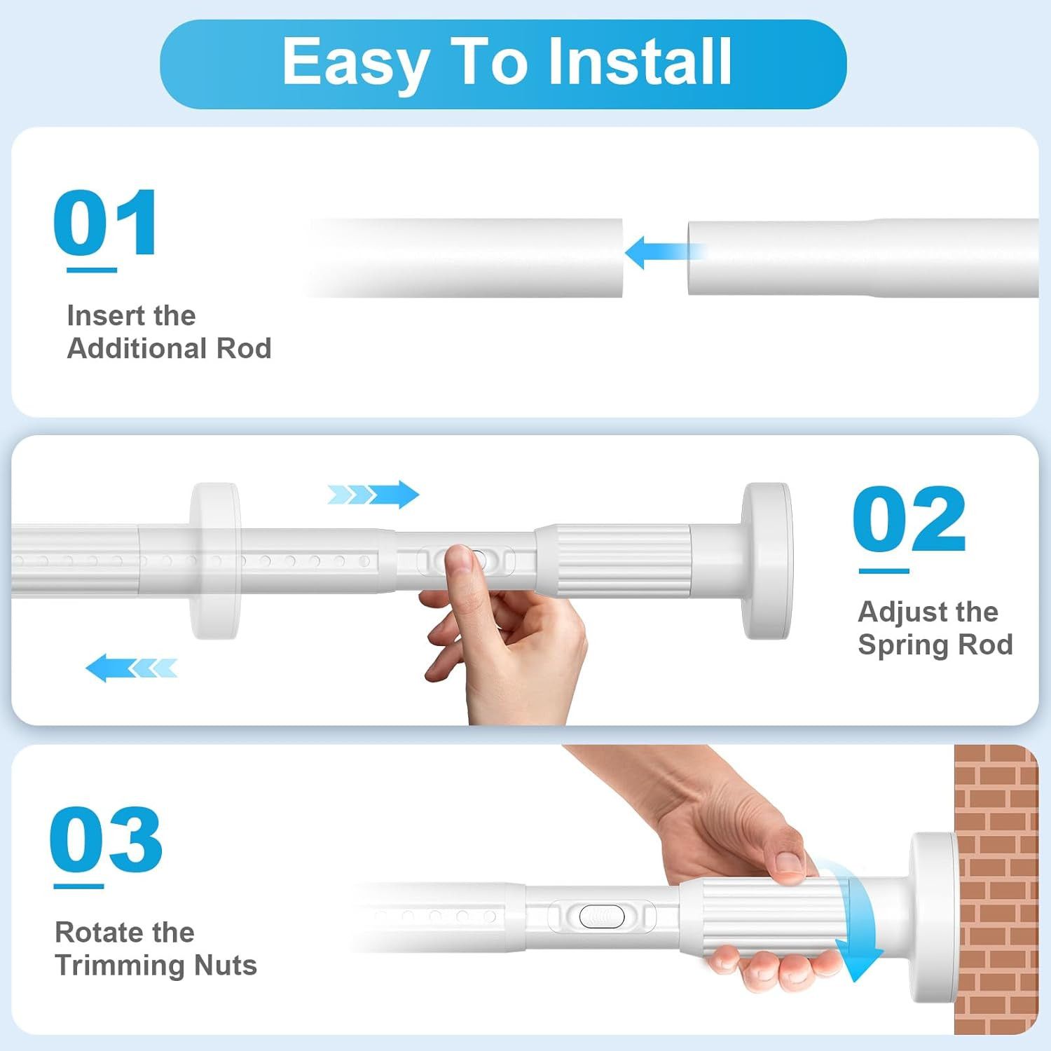 Extra Long No-Drill Tension Curtain Rod 40-166 Inches (4-14Ft), Heavy Duty Adjus