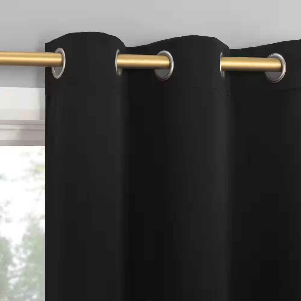 Gavin Energy Saving Black Layered 40 In. W X 108 In. L Grommet Blackout Curtain