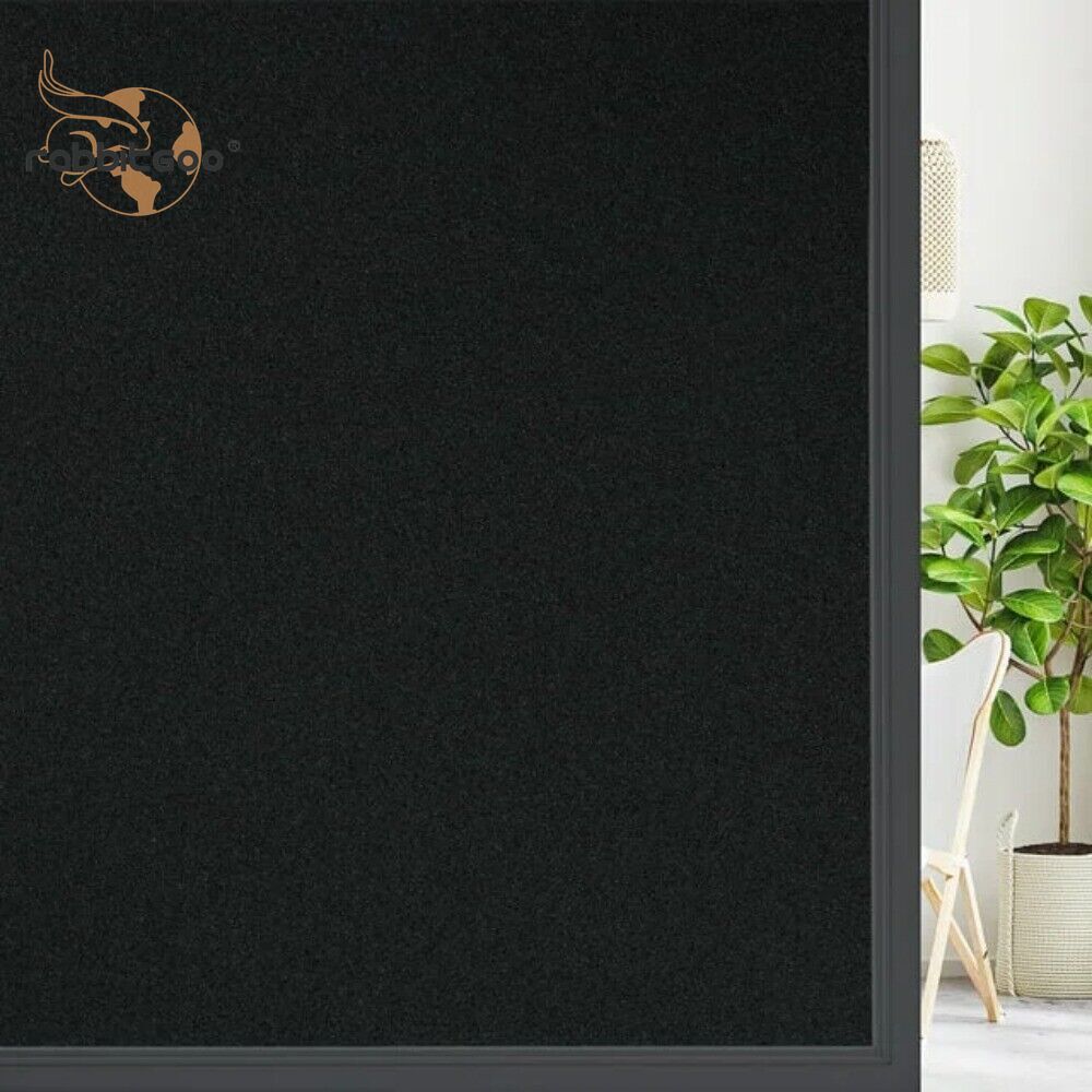 100% Privacy Window Film Blackout Tint Static Cling for Bathroom Glass Sticker