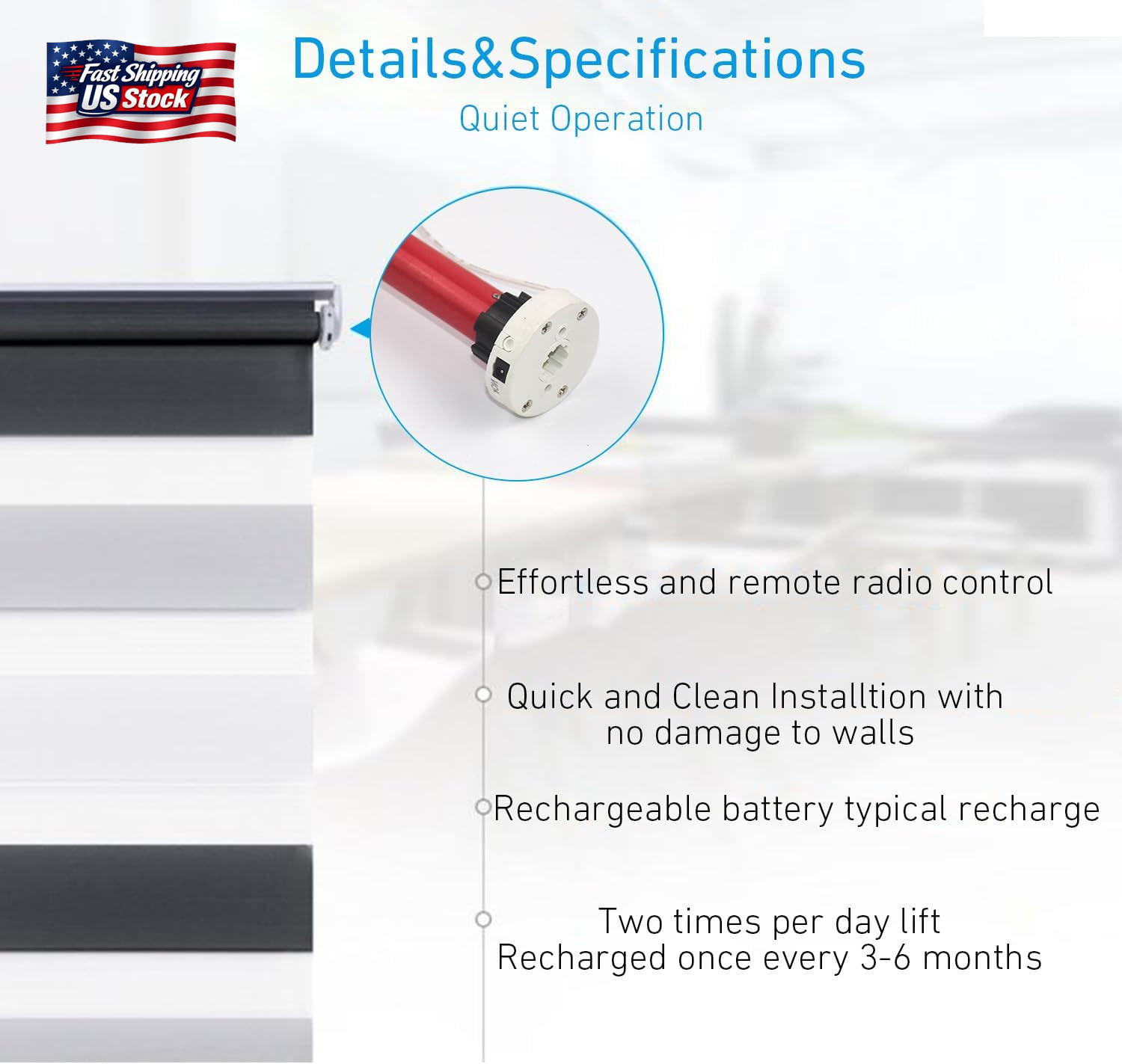 Rollerhouse Roller Shade Motor Motorized Systems for Interior Shades Motors Radi
