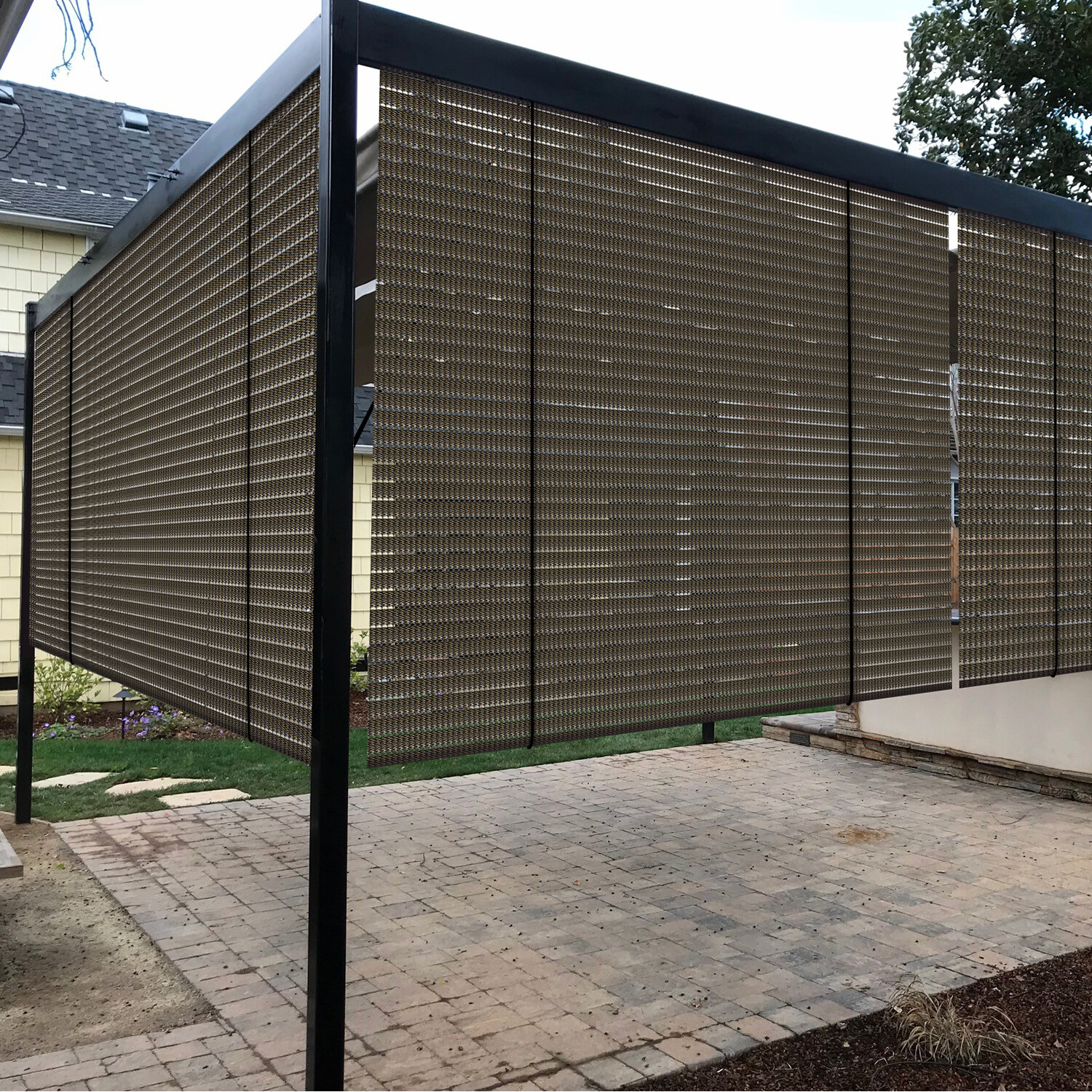 4-8 FT Roller Shade Brown Roll up Shade for Patio Porch Pergola Balcony Outdoor