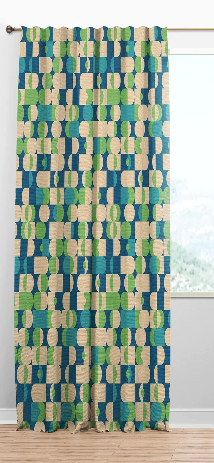 Designart Abstract Retro Pattern Modern Blackout Single Curtain Panel 52”x84”