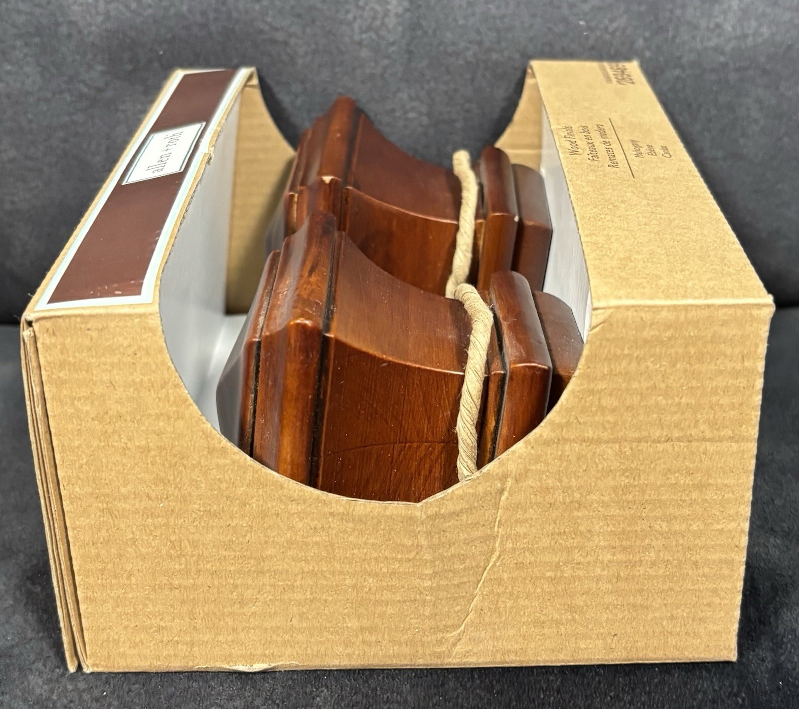 Allen Roth Square Wood Finials 269469 Mahogany Finish fits 1-3/8″ or 1-3/4 NEW
