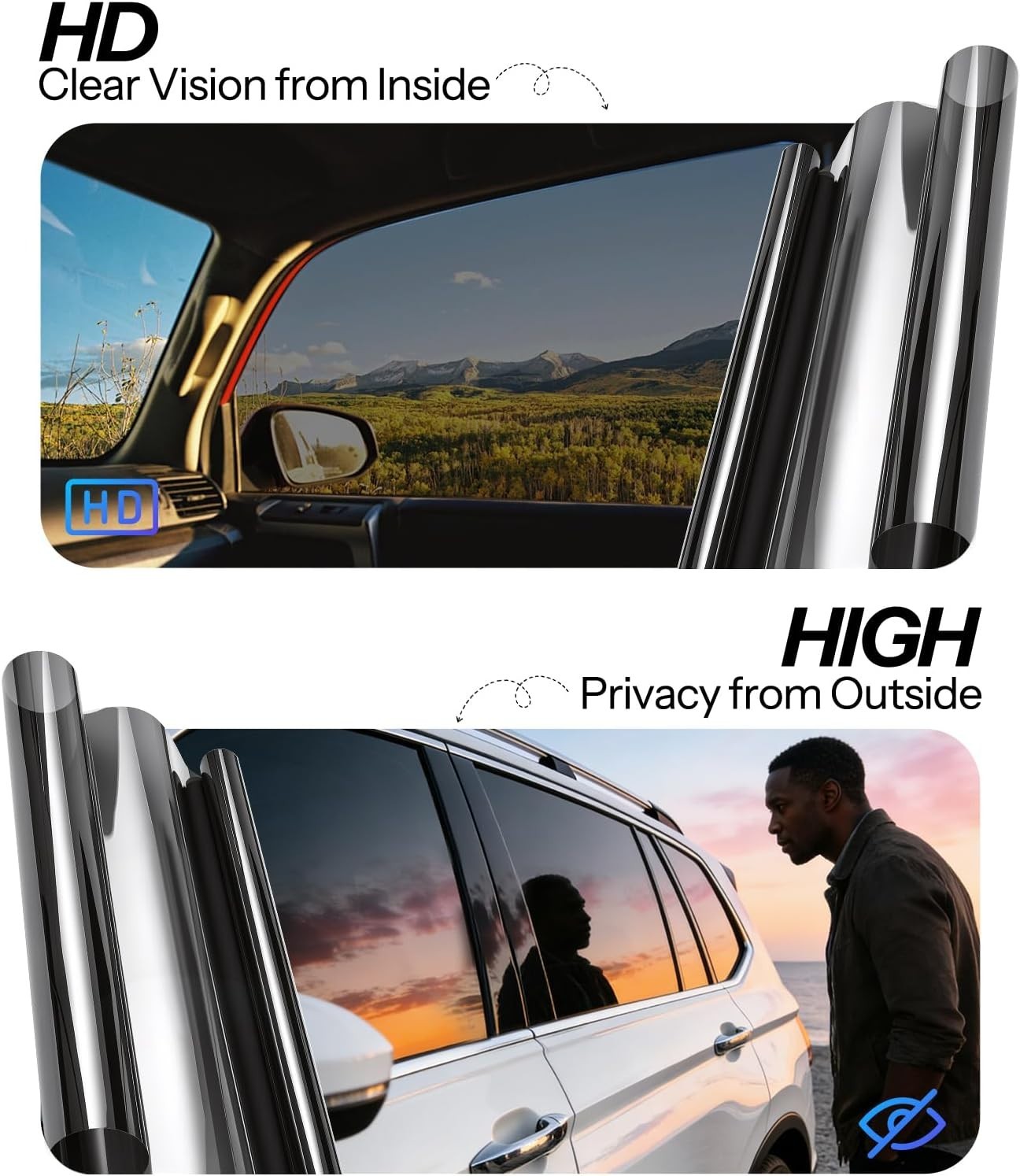 35% VLT Ceramic Window Tint Film 24in x 100ft Heat Blocking Privacy Roll