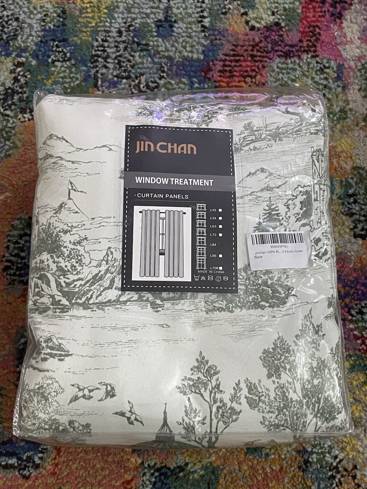 Jin Chan Window Treatment 100% Blackout Curtains 2 Panels 84”x50”Green